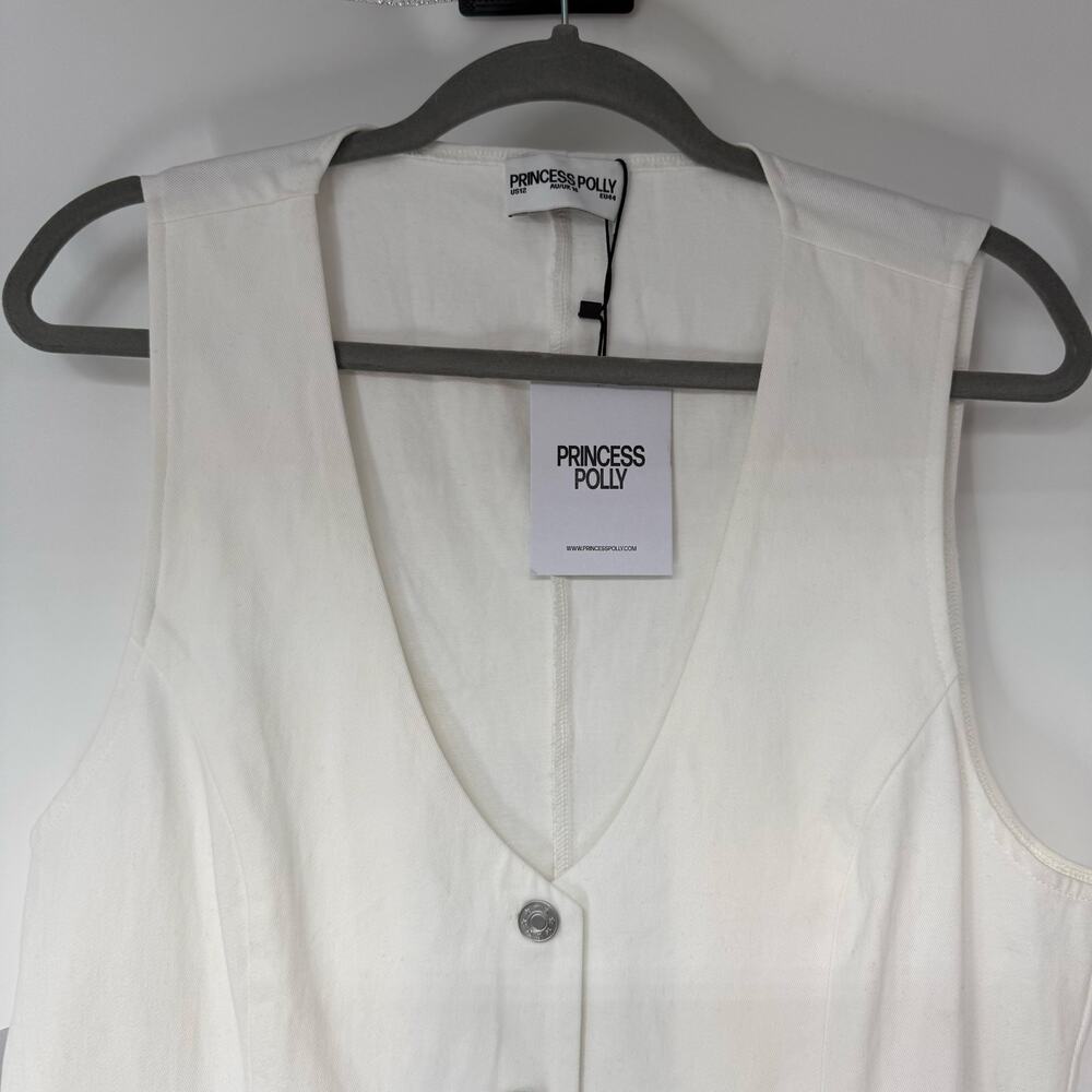 NWT Princess Polly Damico Romper Women's Size 12 White Button Down 100% Cotton - Picture 4 of 9
